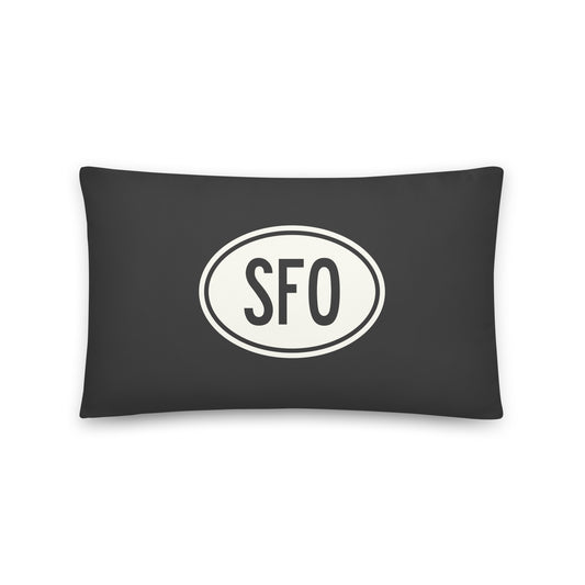 Unique Travel Gift Throw Pillow - White Oval • SFO San Francisco • YHM Designs - Image 01