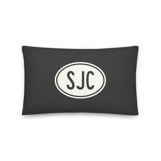 Unique Travel Gift Throw Pillow - White Oval • SJC San Jose Souvenir • YHM Designs - Image 01