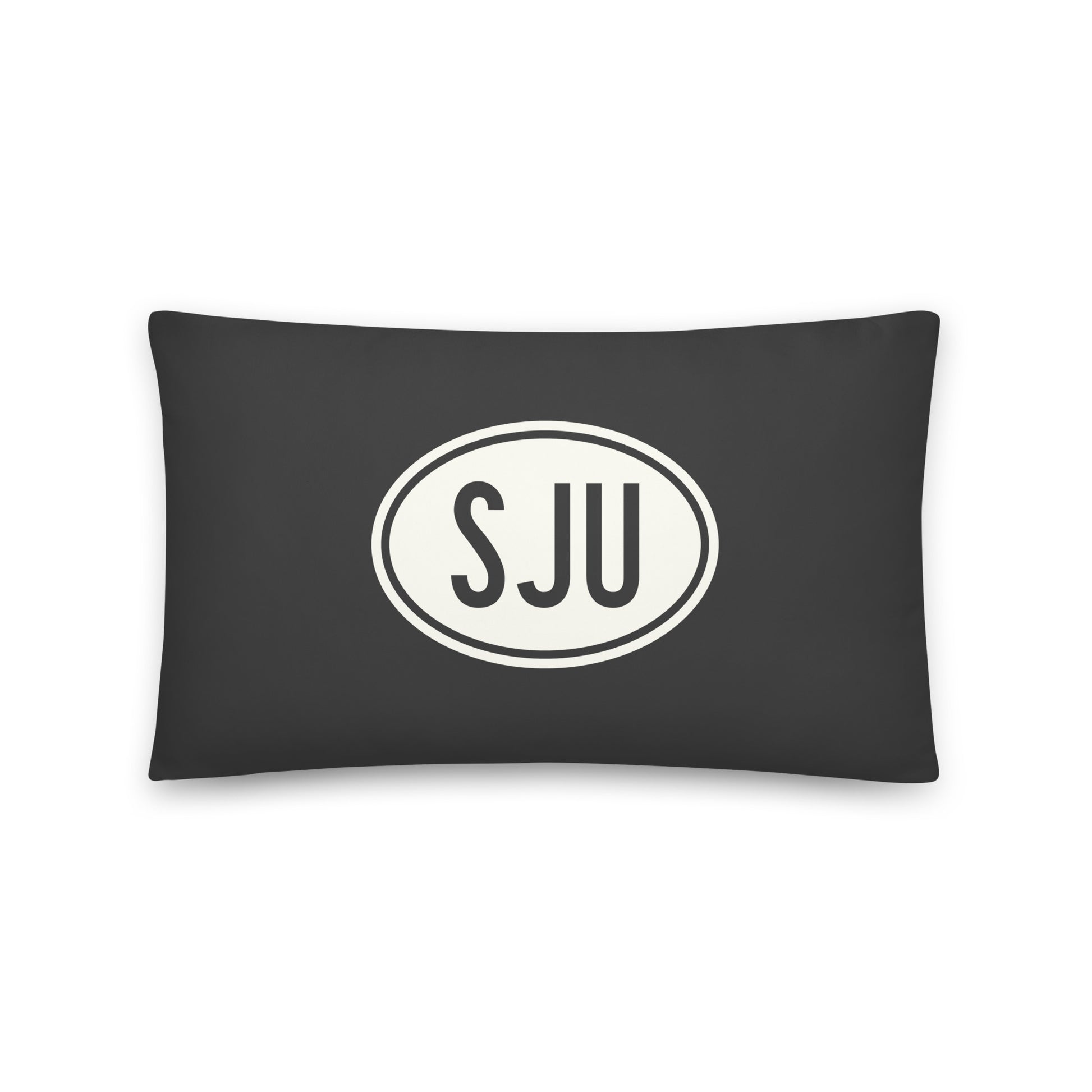 Unique Travel Gift Throw Pillow - White Oval • SJU San Juan Souvenir • YHM Designs - Image 01