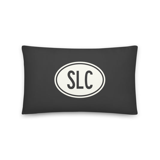 Unique Travel Gift Throw Pillow - White Oval • SLC Salt Lake City • YHM Designs - Image 01