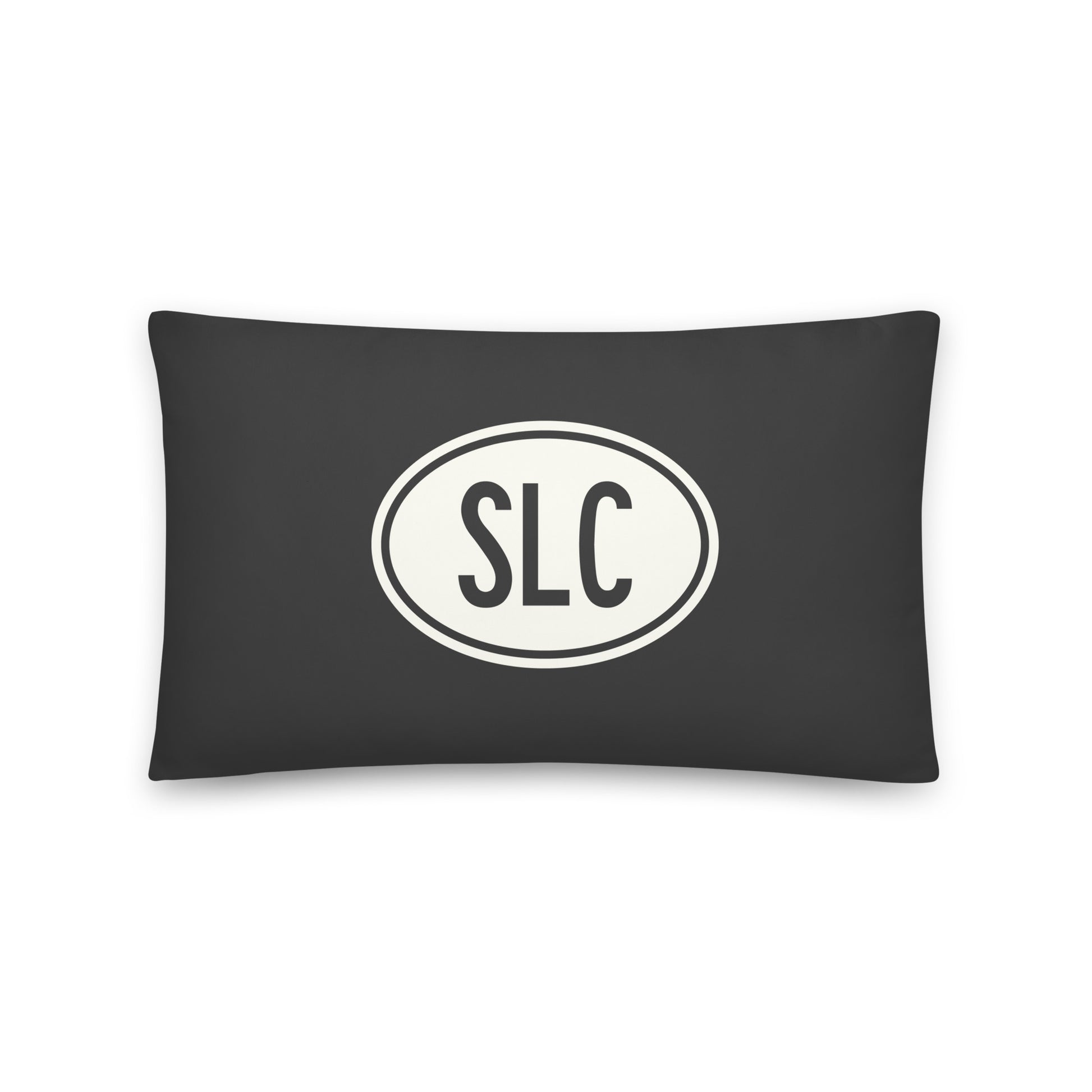 Unique Travel Gift Throw Pillow - White Oval • SLC Salt Lake City Souvenir • YHM Designs - Image 01