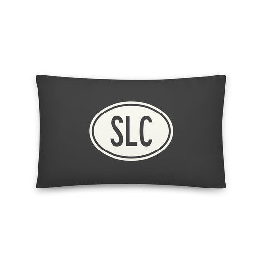 Unique Travel Gift Throw Pillow - White Oval • SLC Salt Lake City Souvenir • YHM Designs - Image 01
