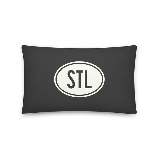 Unique Travel Gift Throw Pillow - White Oval • STL St. Louis • YHM Designs - Image 01