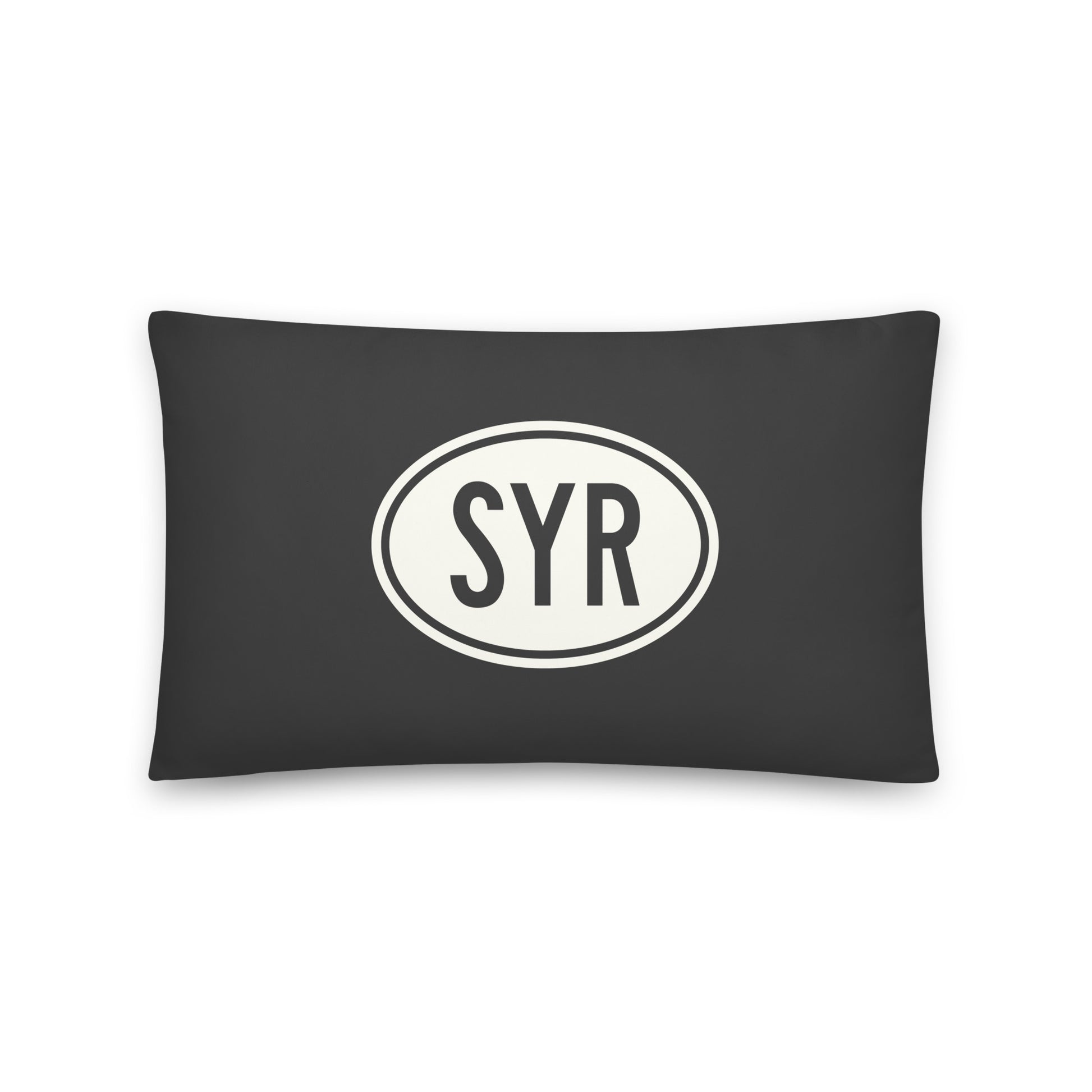 Unique Travel Gift Throw Pillow - White Oval • SYR Syracuse Souvenir • YHM Designs - Image 01
