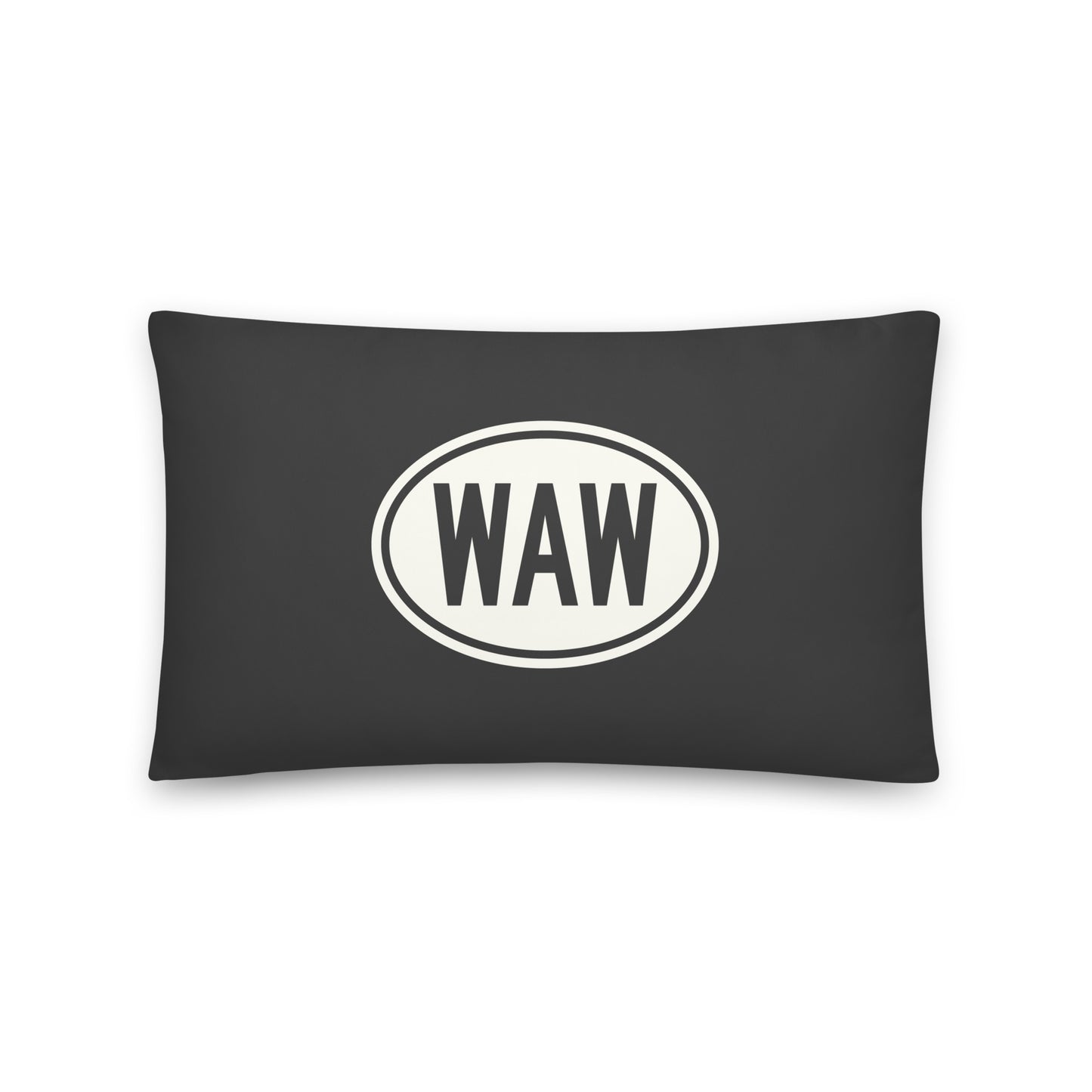 Unique Travel Gift Throw Pillow - White Oval • WAW Warsaw • YHM Designs - Image 01