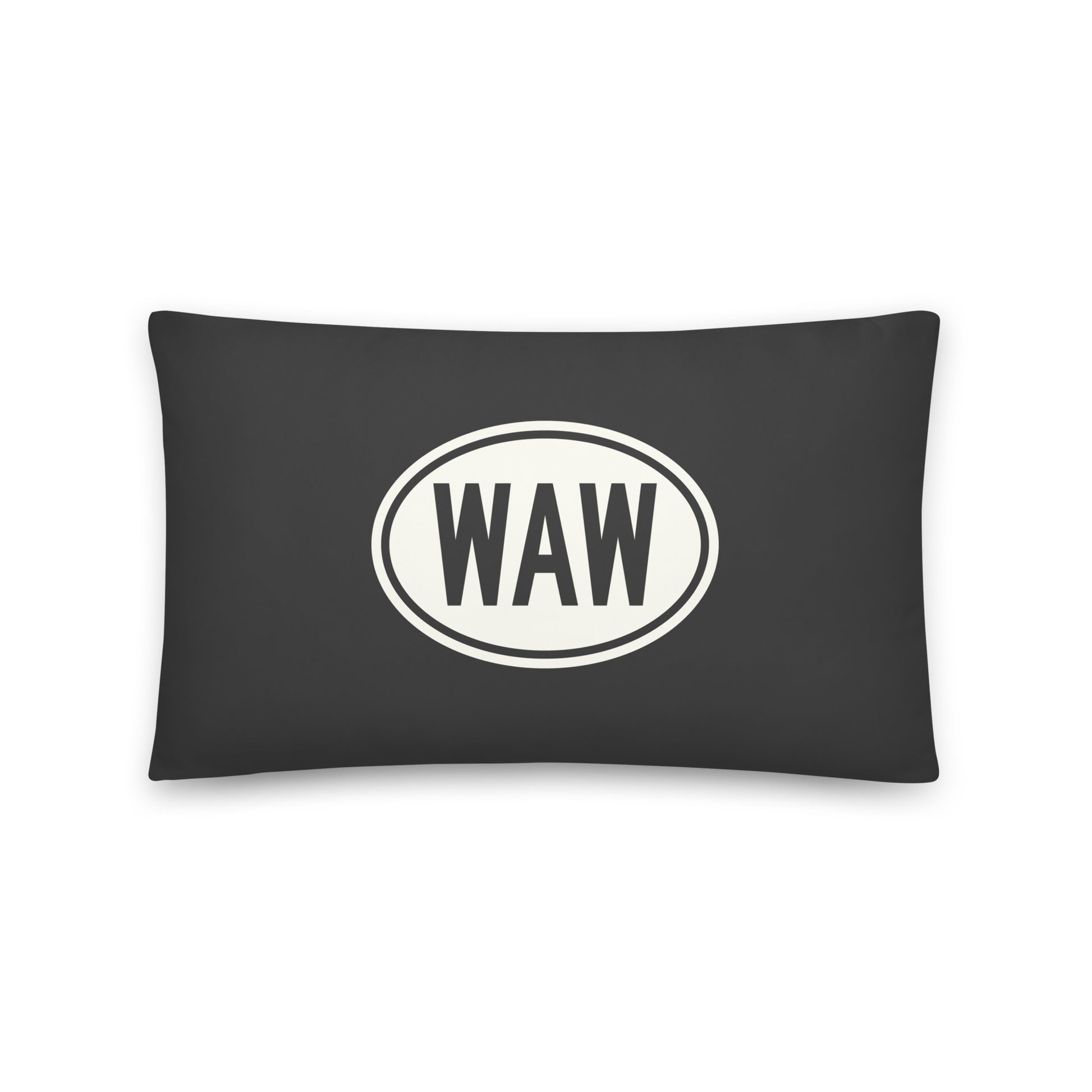 Unique Travel Gift Throw Pillow - White Oval • WAW Warsaw Souvenir • YHM Designs - Image 01