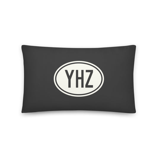 Unique Travel Gift Throw Pillow - White Oval • YHZ Halifax Souvenir • YHM Designs - Image 01