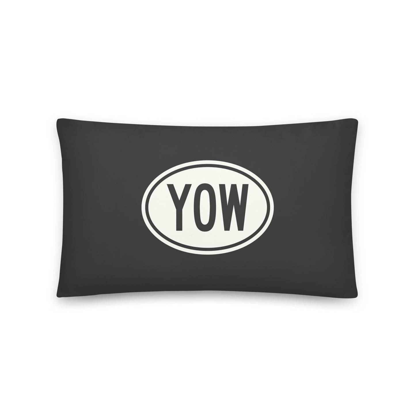 YOW Ottawa Throw Pillow • Eclipse Grey with Oval Car Sticker Design • YHM Designs - Image 01