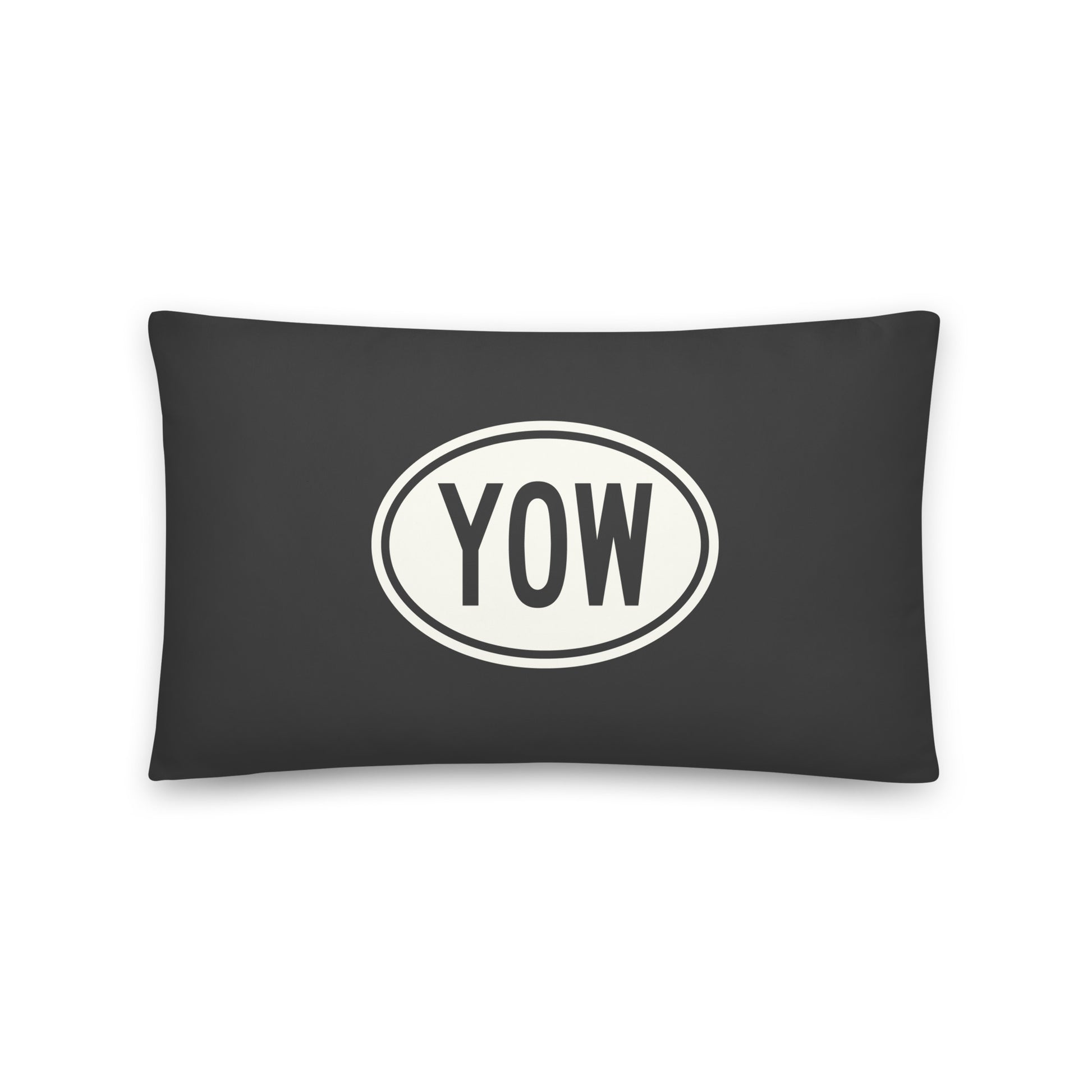 YOW Ottawa Throw Pillow • Eclipse Grey with Oval Car Sticker Design • YHM Designs - Image 01