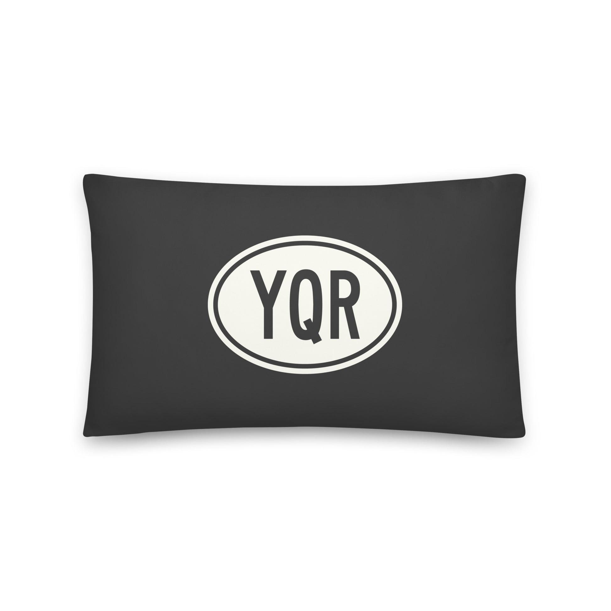 Unique Travel Gift Throw Pillow - White Oval • YQR Regina Souvenir • YHM Designs - Image 01