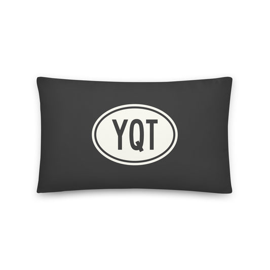 Unique Travel Gift Throw Pillow - White Oval • YQT Thunder Bay • YHM Designs - Image 01