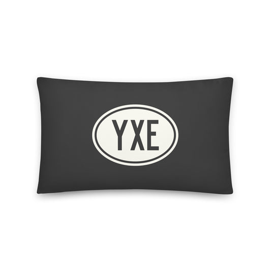 Unique Travel Gift Throw Pillow - White Oval • YXE Saskatoon • YHM Designs - Image 01