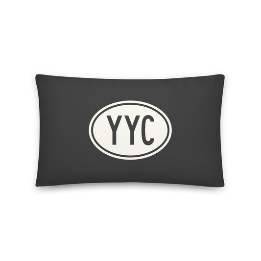 Unique Travel Gift Throw Pillow - White Oval • YYC Calgary • YHM Designs - Image 01
