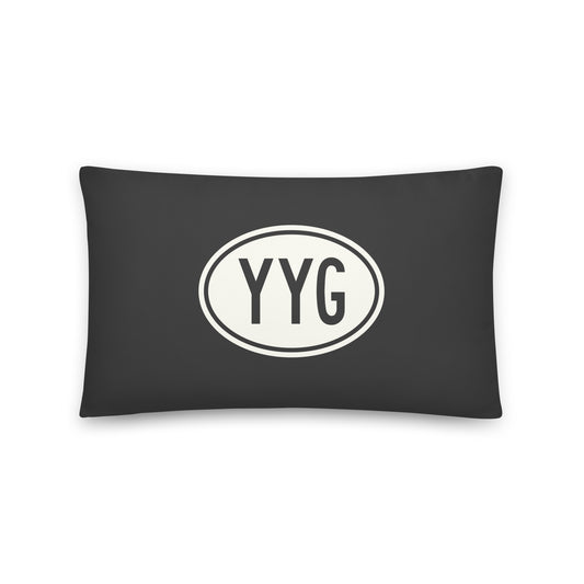 Unique Travel Gift Throw Pillow - White Oval • YYG Charlottetown • YHM Designs - Image 01