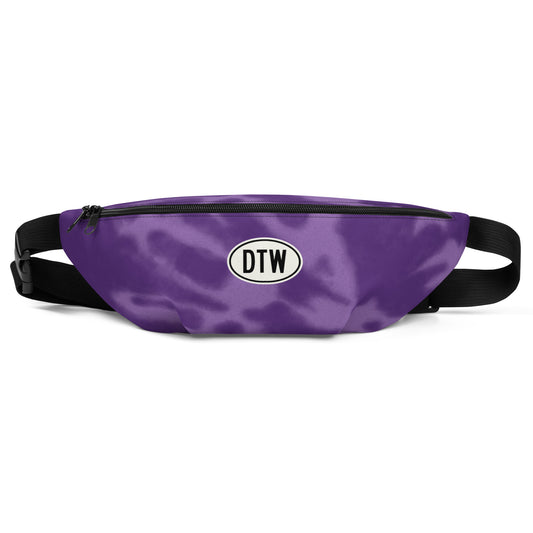 Travel Gift Fanny Pack - Purple Tie-Dye • DTW Detroit • YHM Designs - Image 01