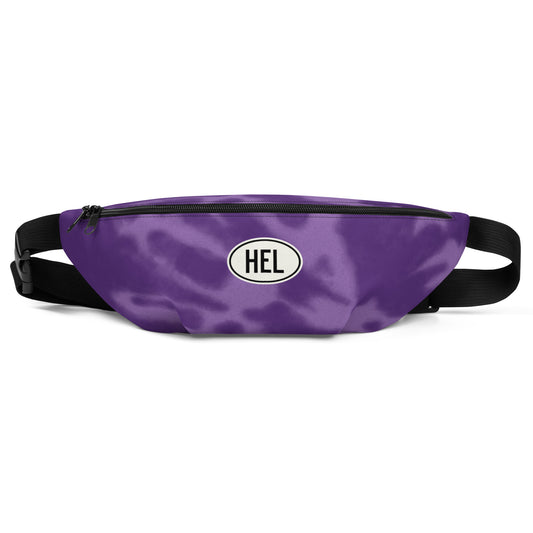 Travel Gift Fanny Pack - Purple Tie-Dye • HEL Helsinki • YHM Designs - Image 01