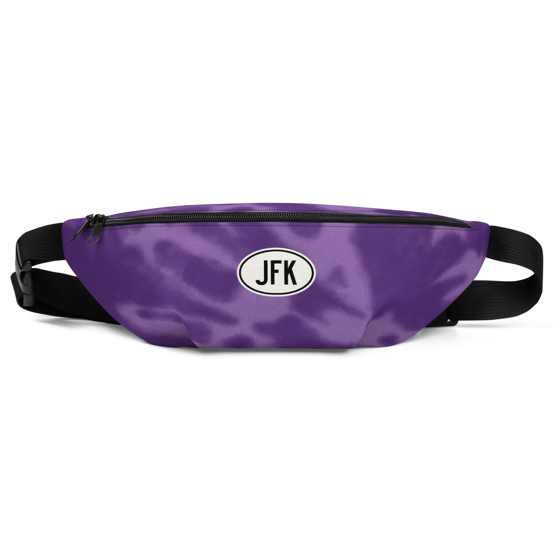 Travel Gift Fanny Pack - Purple Tie-Dye • JFK New York City • YHM Designs - Image 01