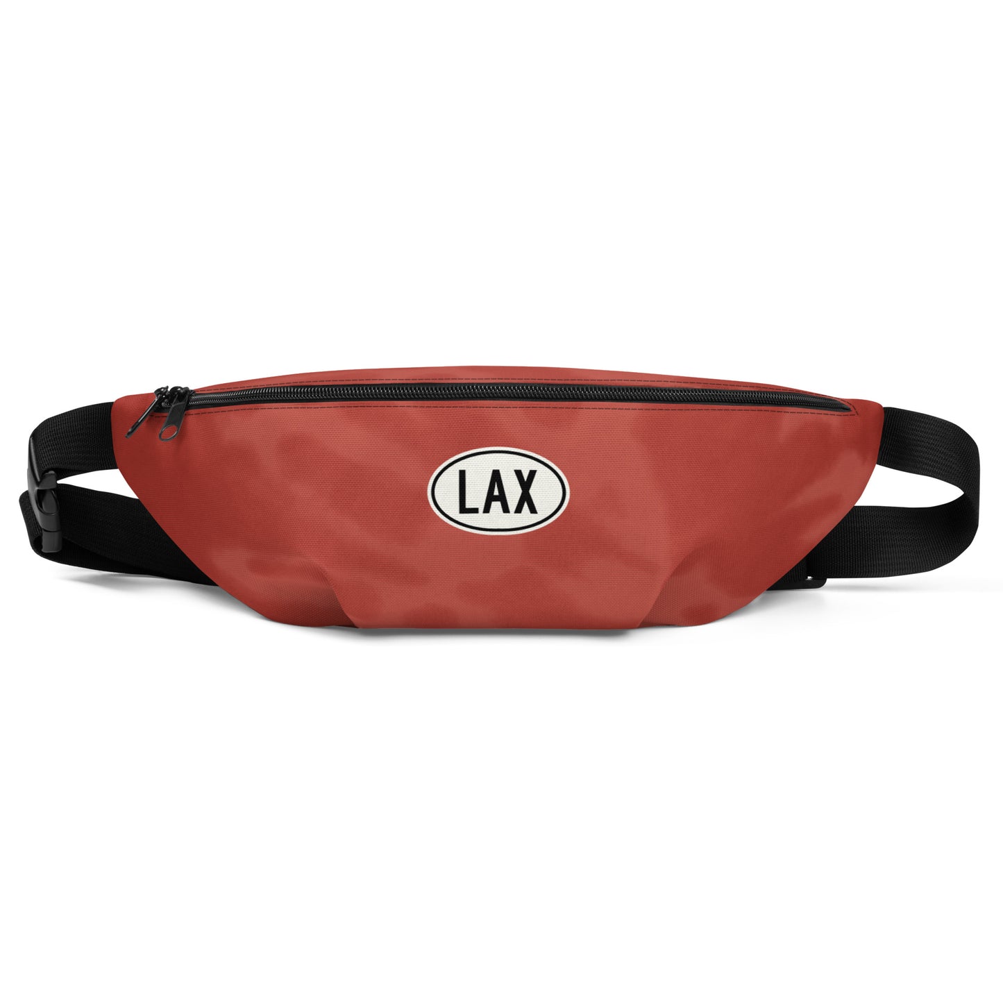 LAX Los Angeles Fanny Pack • Oval Car Sticker Design - Red Tie-Dye • YHM Designs - Image 01
