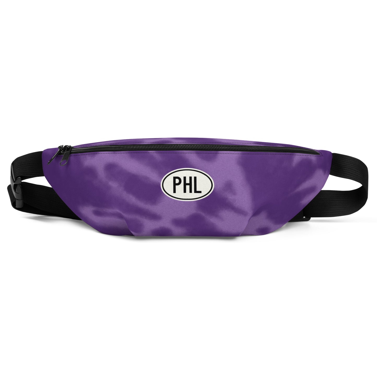 PHL Philadelphia Fanny Pack • Oval Car Sticker Design - Purple Tie-Dye • YHM Designs - Image 01