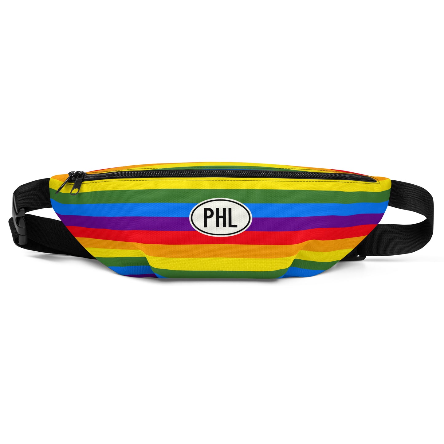 PHL Philadelphia Fanny Pack • Oval Car Sticker Design - Rainbow Colours • YHM Designs - Image 01
