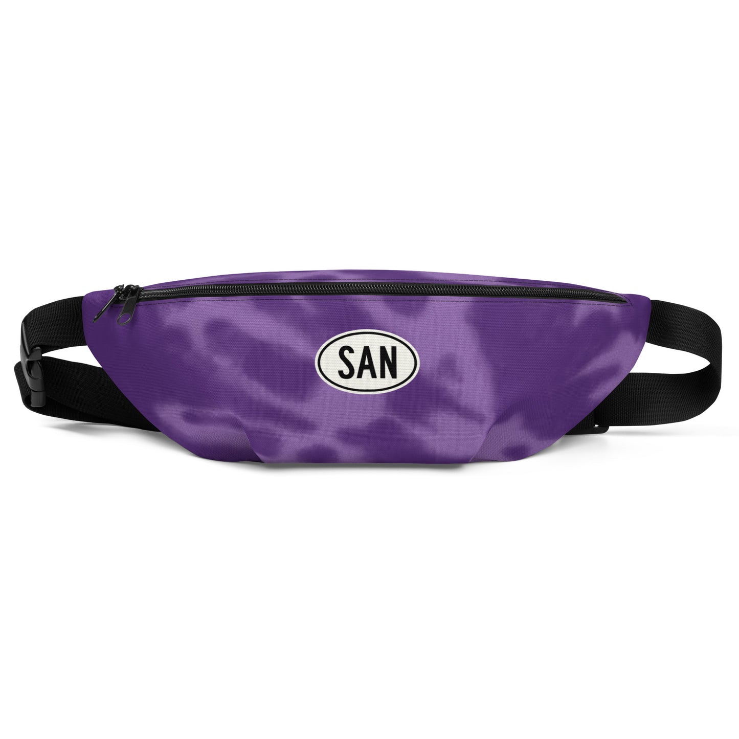 Travel Gift Fanny Pack - Purple Tie-Dye • SAN San Diego • YHM Designs - Image 01