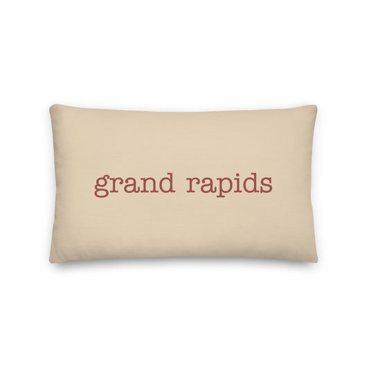 Typewriter Pillow - Terra Cotta • GRR Grand Rapids • YHM Designs - Image 01