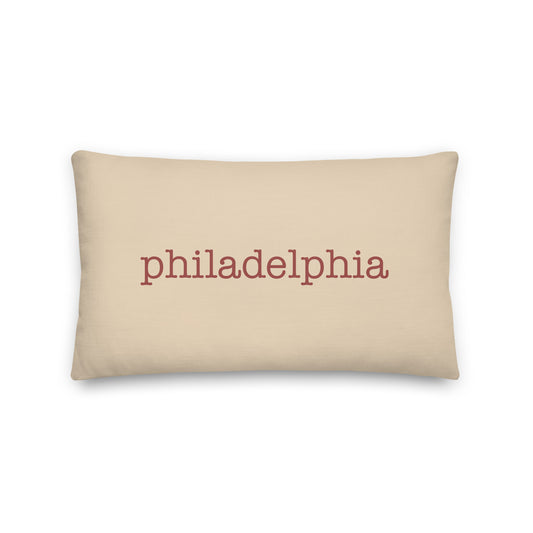 Typewriter Pillow - Terra Cotta • PHL Philadelphia • YHM Designs - Image 01