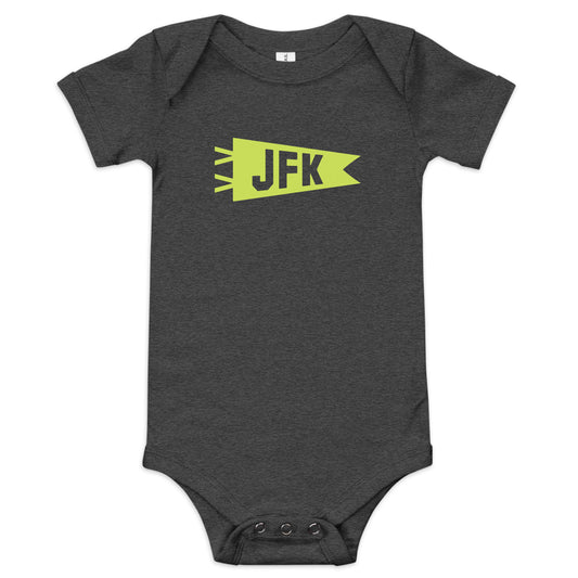 Airport Code Baby Bodysuit - Green • JFK New York City • YHM Designs - Image 01