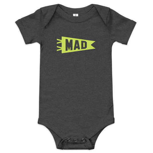 Airport Code Baby Bodysuit - Green • MAD Madrid • YHM Designs - Image 01