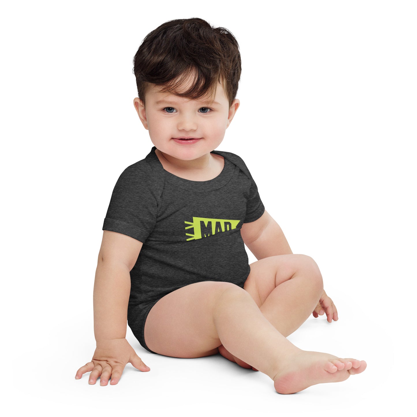 Airport Code Baby Bodysuit - Green • MAD Madrid • YHM Designs - Image 04
