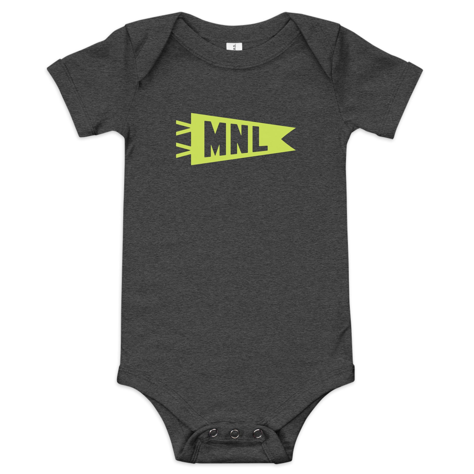 Airport Code Baby Bodysuit - Green • MNL Manila • YHM Designs - Image 01