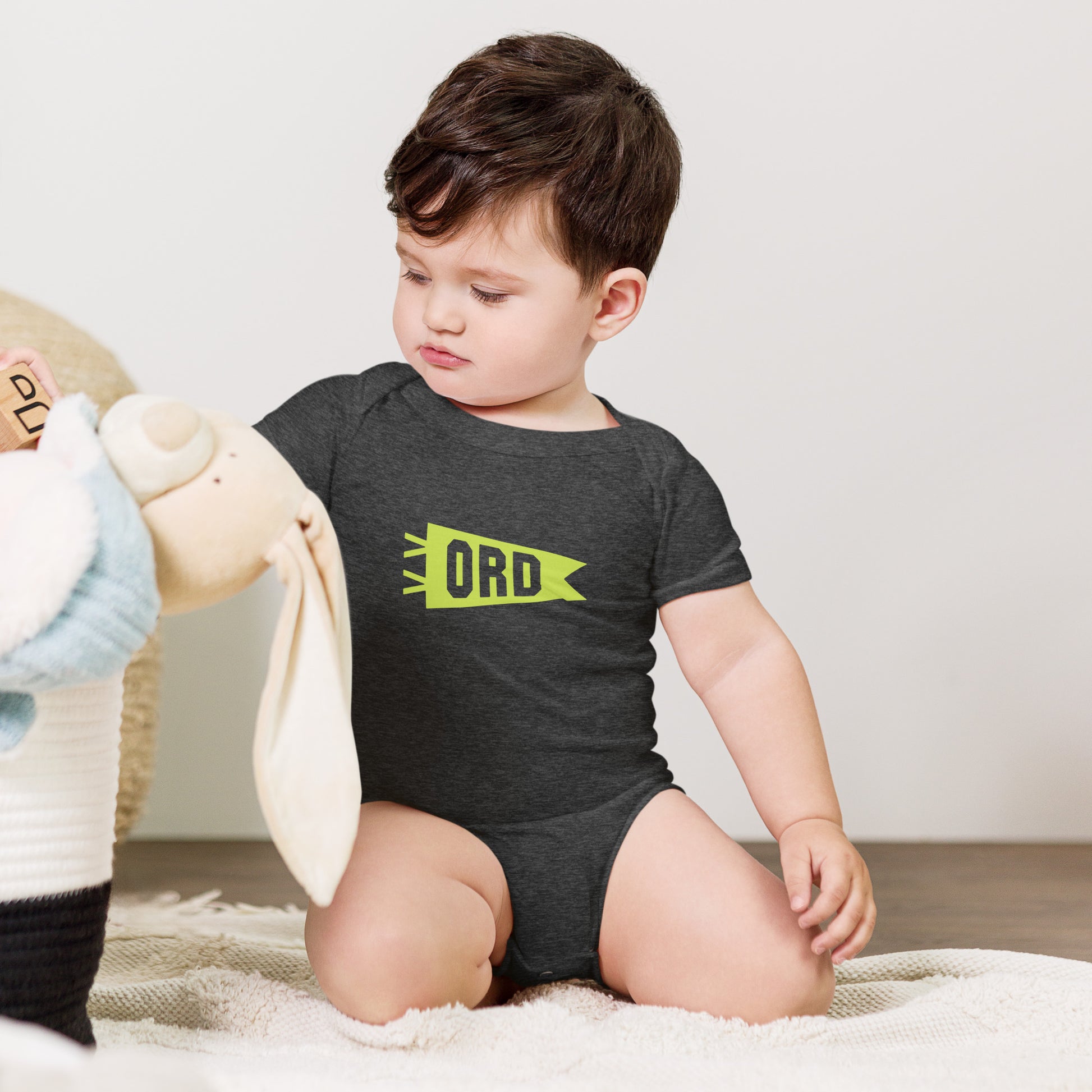 Airport Code Baby Bodysuit - Green • ORD Chicago • YHM Designs - Image 03