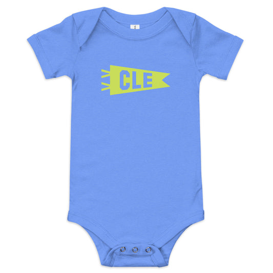 Airport Code Baby Bodysuit - Green • CLE Cleveland • YHM Designs - Image 02