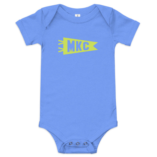 Airport Code Baby Bodysuit - Green • MKC Kansas City • YHM Designs - Image 02