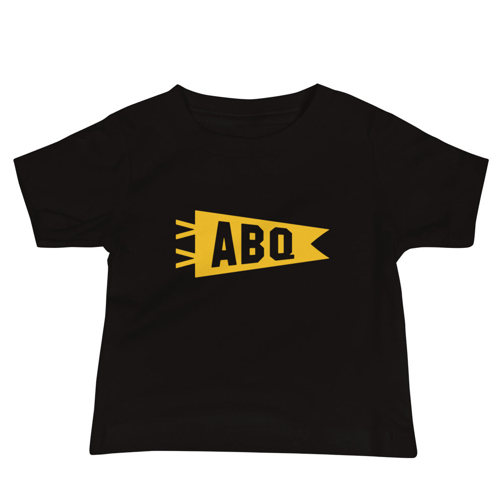 Airport Code Baby T-Shirt - Yellow • ABQ Albuquerque • YHM Designs - Image 02