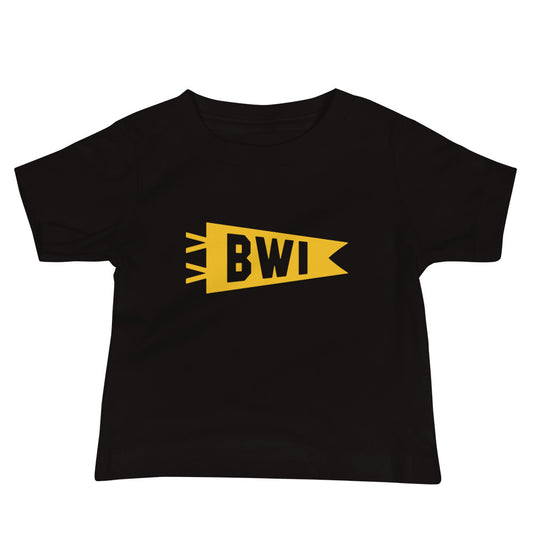 Airport Code Baby T-Shirt - Yellow • BWI Baltimore • YHM Designs - Image 02