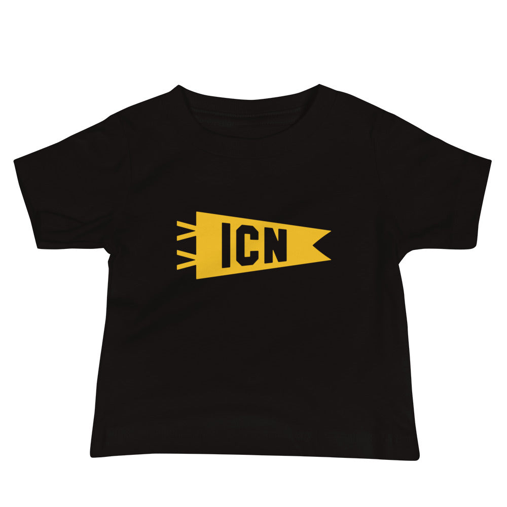 Airport Code Baby T-Shirt - Yellow • ICN Seoul • YHM Designs - Image 02