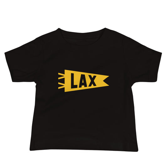 Airport Code Baby T-Shirt - Yellow • LAX Los Angeles • YHM Designs - Image 02