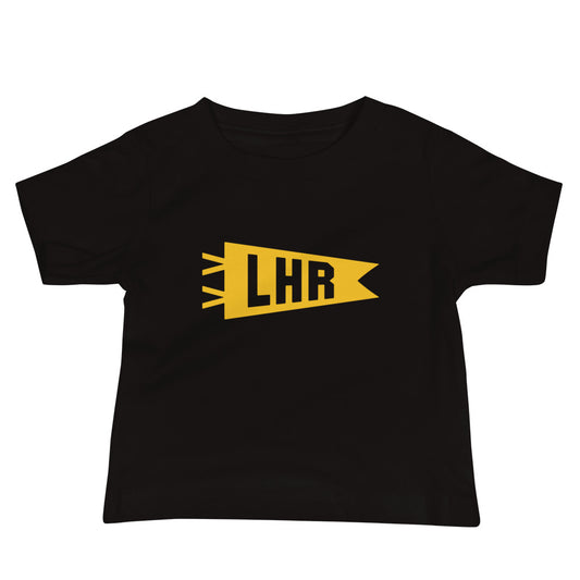 Airport Code Baby T-Shirt - Yellow • LHR London • YHM Designs - Image 02