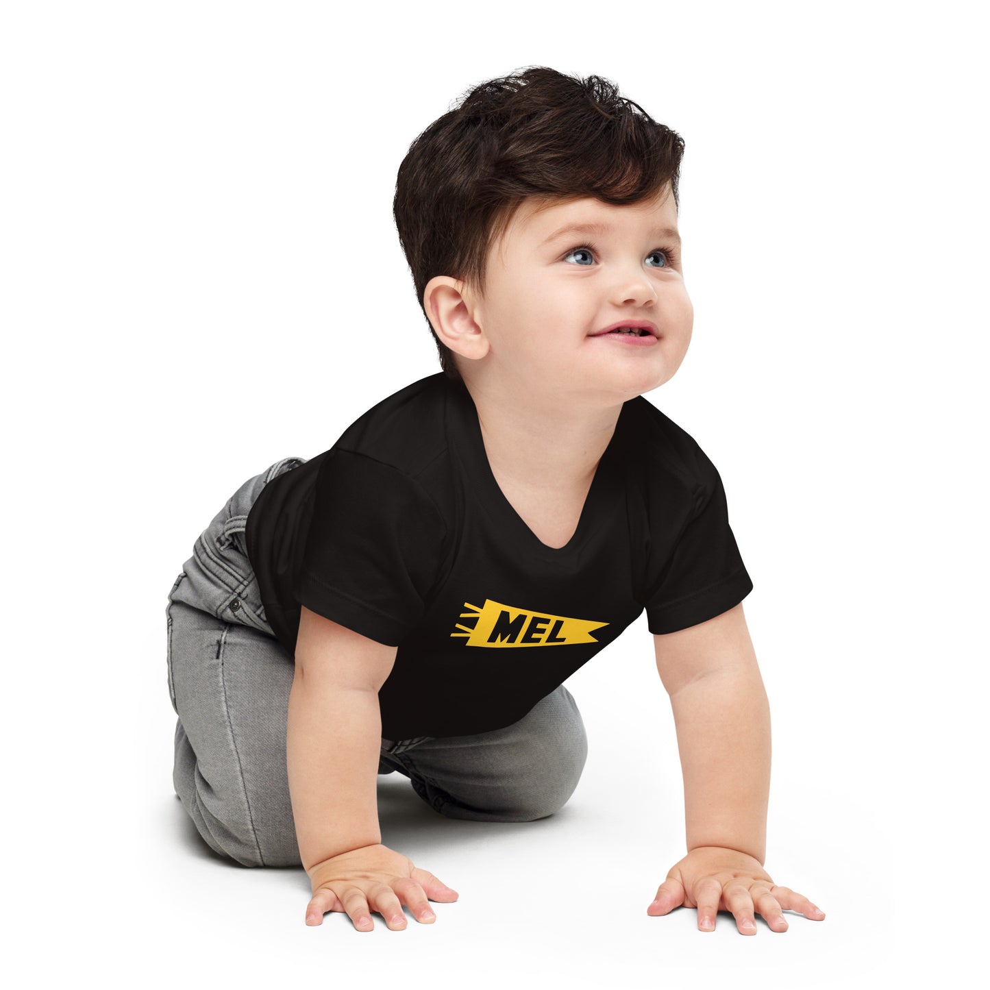 Airport Code Baby T-Shirt - Yellow • MEL Melbourne • YHM Designs - Image 04