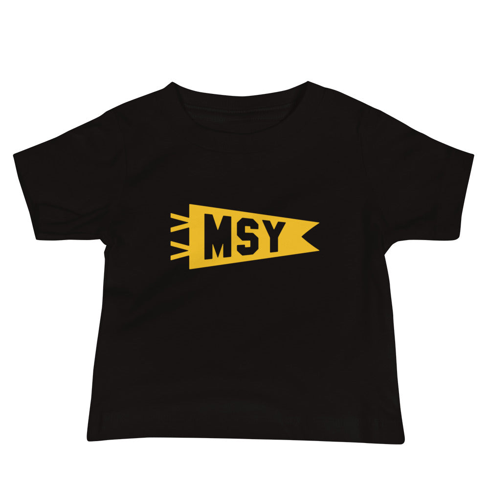 Airport Code Baby T-Shirt - Yellow • MSY New Orleans • YHM Designs - Image 02