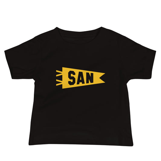 Airport Code Baby T-Shirt - Yellow • SAN San Diego • YHM Designs - Image 02