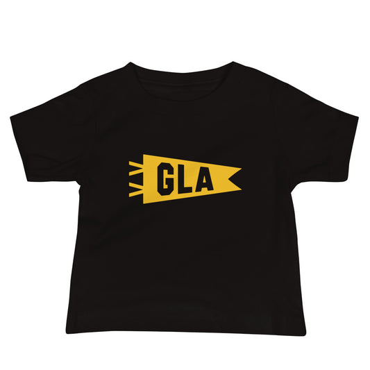 Airport Code Baby T-Shirt - Yellow • GLA Glasgow • YHM Designs - Image 02