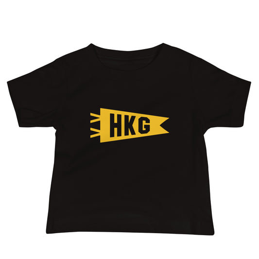 Airport Code Baby T-Shirt - Yellow • HKG Hong Kong • YHM Designs - Image 02