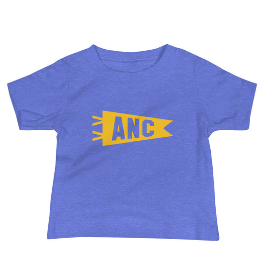 Airport Code Baby T-Shirt - Yellow • ANC Anchorage • YHM Designs - Image 01