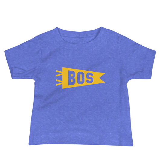 Airport Code Baby T-Shirt - Yellow • BOS Boston • YHM Designs - Image 01