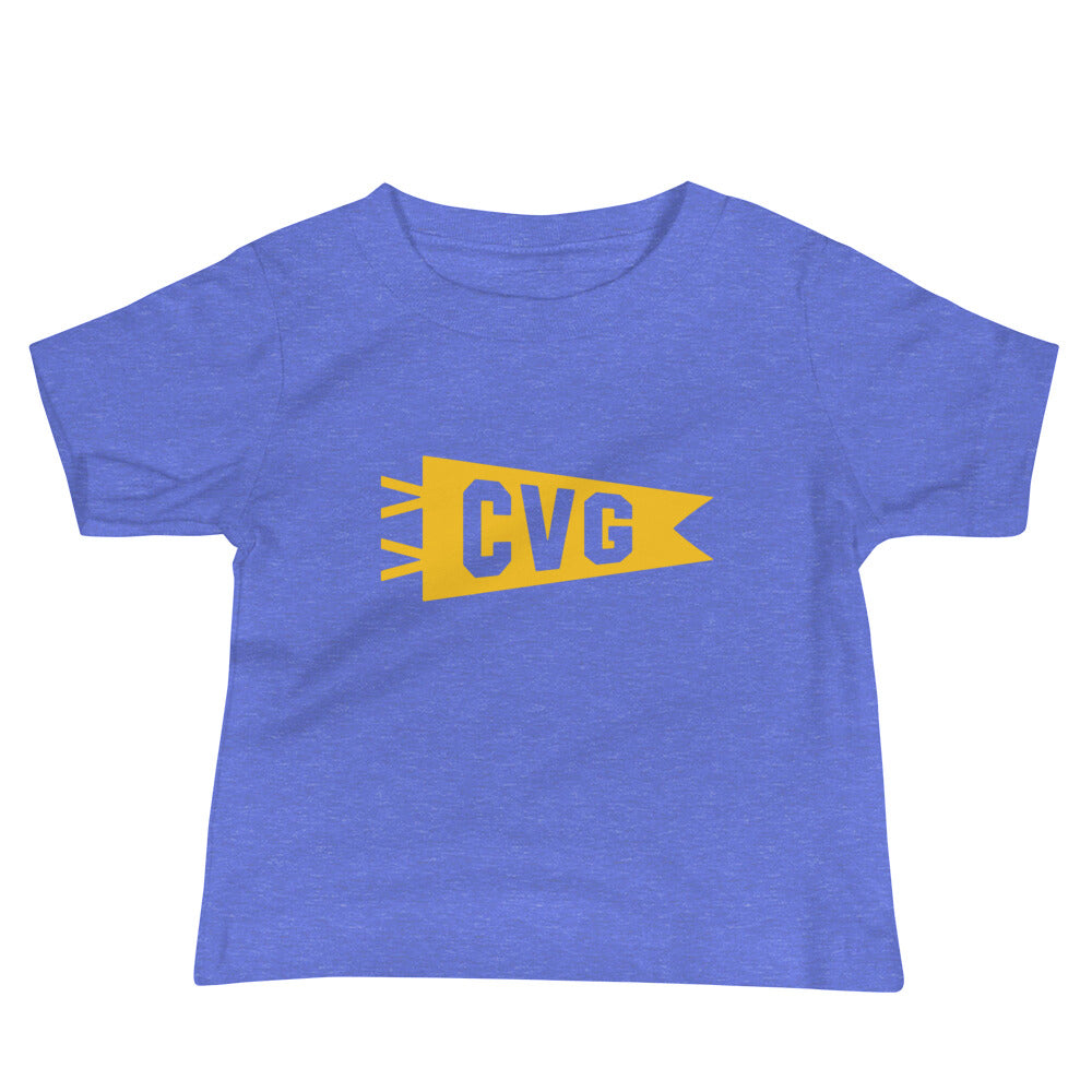Airport Code Baby T-Shirt - Yellow • CVG Cincinnati • YHM Designs - Image 01