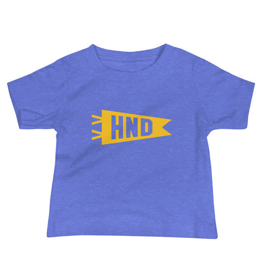 Airport Code Baby T-Shirt - Yellow • HND Tokyo • YHM Designs - Image 01