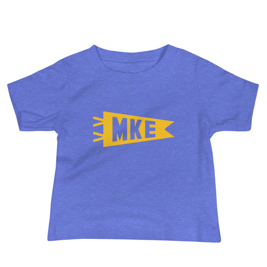 Airport Code Baby T-Shirt - Yellow • MKE Milwaukee • YHM Designs - Image 01