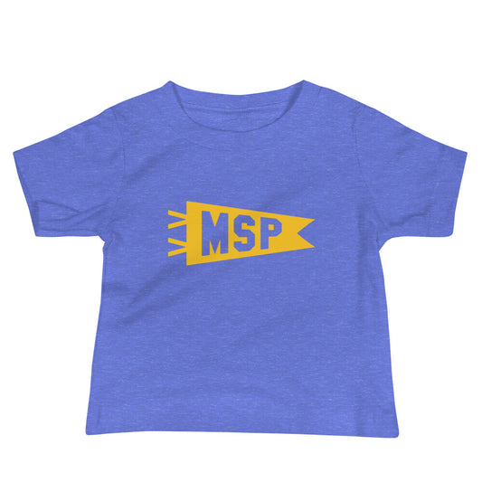 Airport Code Baby T-Shirt - Yellow • MSP Minneapolis • YHM Designs - Image 01